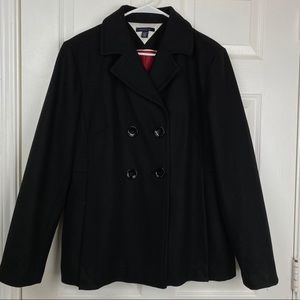 Tommy Hilfiger black wool back ruffled coat